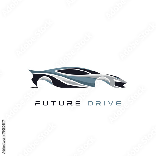 Mountain Landscape and Green Car Drive Logo