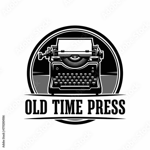 Vintage Old Time Press Typewriter Writer Logo