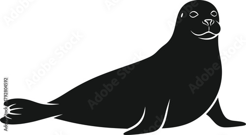 Black silhouette of a seal on a white background