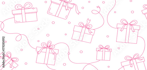 Pink gift boxes with bows isolated on transparent background