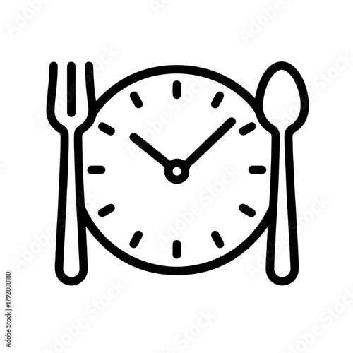 Black and White Lunch Break Time Icon