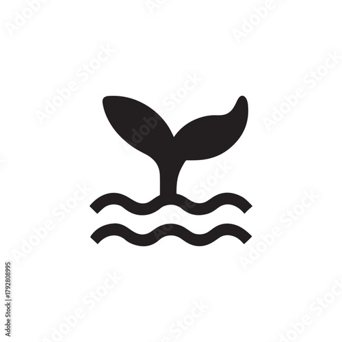 Whale tail ocean silhouette