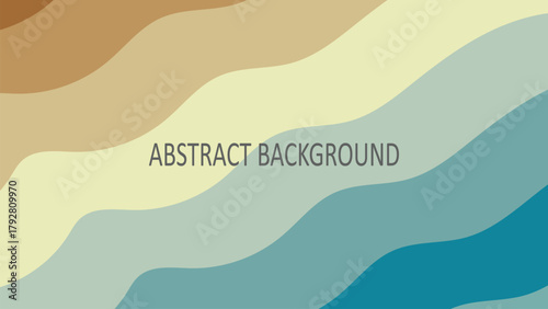 Abstract background with organic flowing wavy stripes in a harmonious blend of earthy, warm tones including deep blue, brown, beige, and yellow.
