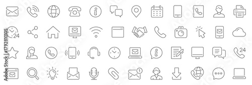 Contact thin line icons set. Editable stroke. Vector