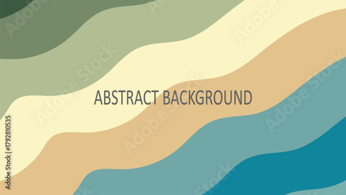 Abstract background with organic flowing wavy stripes in a harmonious blend of earthy, warm tones including deep blue, brown, beige, and yellow.
