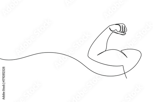 Strong arm bicep continuous one line drawing of physical power concept
