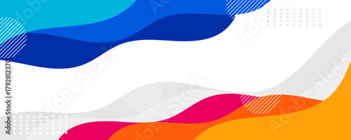 Simple blue and orange geometric business banner design. creative banner design with wave shapes and lines on white background for template. Simple horizontal banner. Eps10