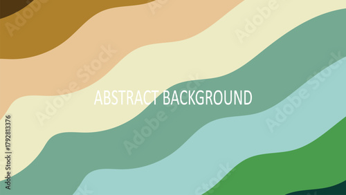 Abstract background with organic flowing wavy stripes in a harmonious blend of earthy, warm tones including deep blue, brown, beige, and yellow.