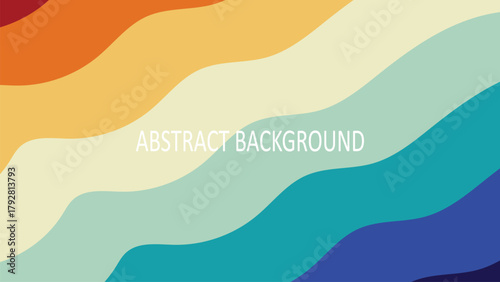 Abstract background with organic flowing wavy stripes in a harmonious blend of earthy, warm tones including deep blue, brown, beige, and yellow.