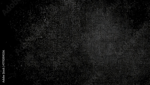 dark black and white canvas texture background, subtle grunge rough fabric surface overlay with noise and grain.