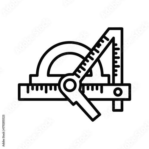 Protractor and ruler for measuring angles and length