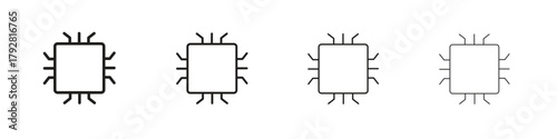 Computer microchip icon line icon. linear style vector symbols collection on white background