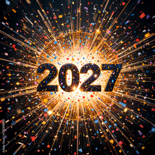  2027 festive, new year, card 