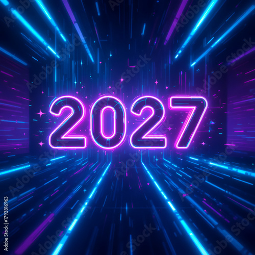  2027 festive, new year, card 