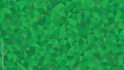 Deep emerald green low poly geometric pattern with dark and light triangles abstract background