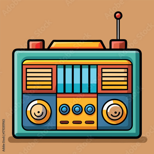 Radio Cartoon vector illustration