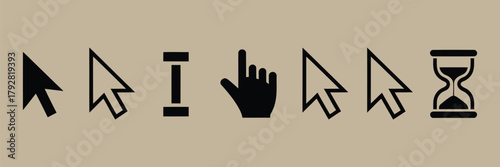 Basic Mouse Arrow and Hand Cursor Icons