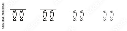 Dried fish icon line icon. linear style vector symbols collection on white background