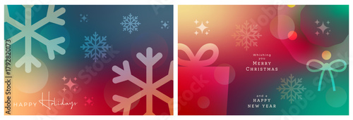 Merry christmas happy new year and holidays backgrounds. Modern festive vector illustration templates, festive banners, holiday greeting cards, web design, social media, marketing.
