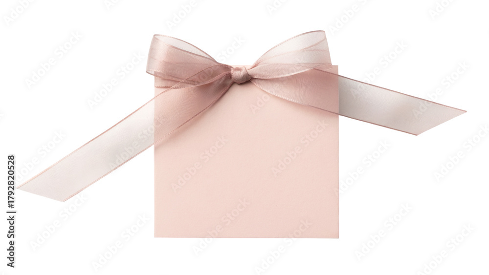 Fototapeta premium elegant gift box with silky ribbon tied in a perfect bow . Isolated on transparent background, png
