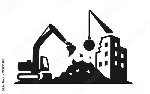 Logo déconstruction, démolition