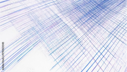 Abstract digital art piece featuring blue, purple, and white intersecting lines and strokes
