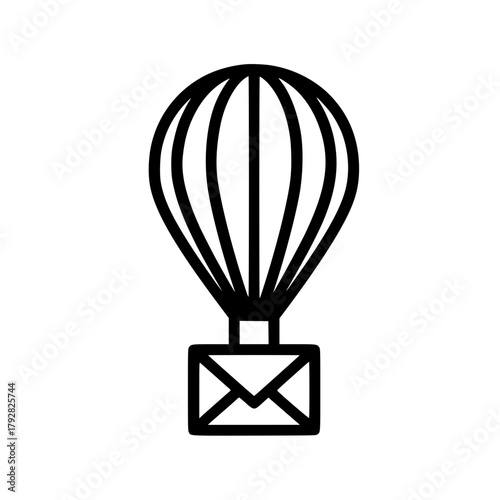 Mail envelope icon integrated into a hot air balloon concept for modern digital communication