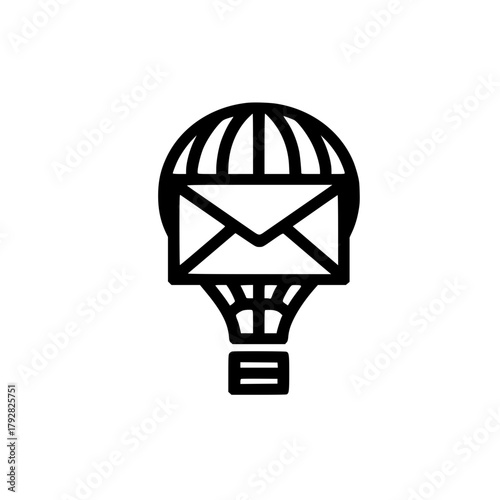 Vector illustration of envelope icon floating inside hot air balloon design for communication concept