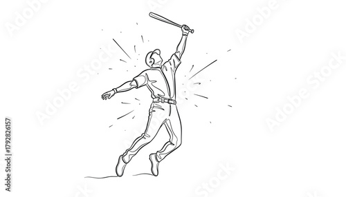 Cricket Batsman Executing a Power Shot Silhouette: Dynamic Action with Full Swing and Lift-Off, High-Energy Sports Vector Illustration