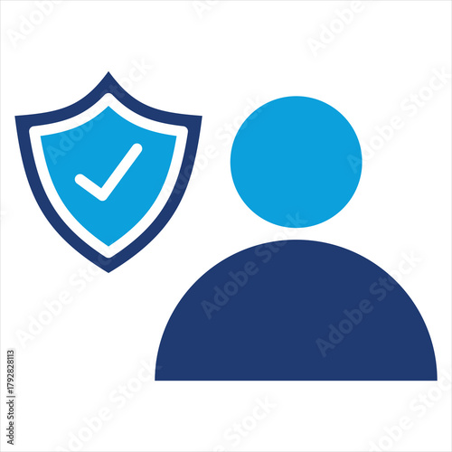User Protection Flat Blue Icon Vector Illustration