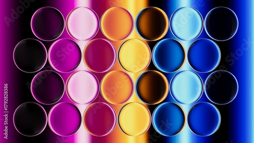 Wallpaper Mural Abstract clusters of circular glass bubbles in rainbow bands, luminous highlights, vivid contrast. 3d render illustration. Torontodigital.ca