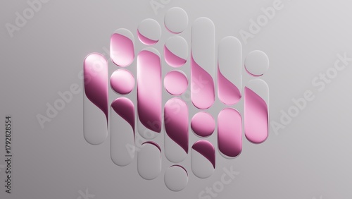 Wallpaper Mural Vertical rows of pink glass bubbles create a minimalist modern pattern on light gray. 3D render illustration. Torontodigital.ca