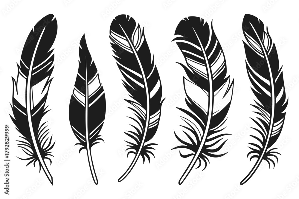 Obraz premium Native American feather pack silhouette vector illustration