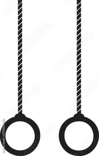 Gymnastic Rings Silhouette Icon. Hanging Fitness Equipment Vector Illustration.
