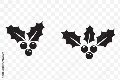 Holly berry icons set, Chritmas logo wirh holly berries