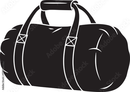 Duffel bag vector silhouette icon. Gym, sport, or travel bag graphic illustration isolated on white background.