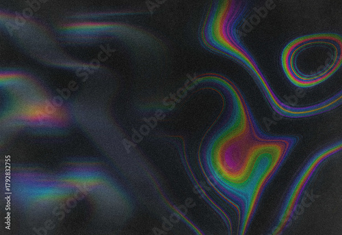 Φωτογραφία Abstract colorful swirl pattern with rainbow holographic ripples on a dark backg