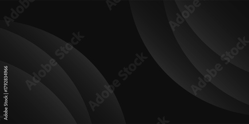 Dark black background abstract 3D geometric with wave effect decoration. Vector illustration