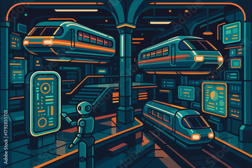 Icon no glowing neon any hub robot digital vector cyrillic cyberpunk transport