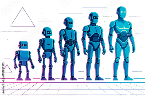 Flat lights bubbles evolution vector numbers designs style icon no neon robotics