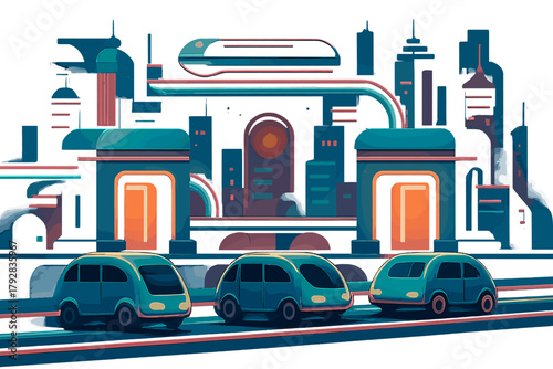 Pods text isolated symmetry vector no icon fusion transport futuristic hub balanced