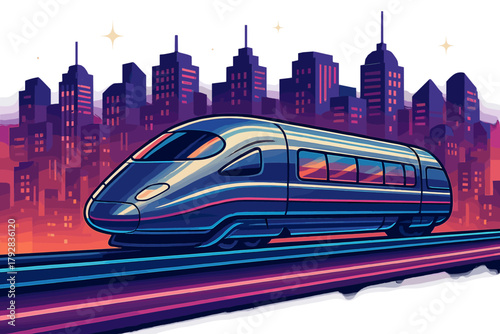 Balanced levitating train captions gliding icon futuristic no vector numbers art