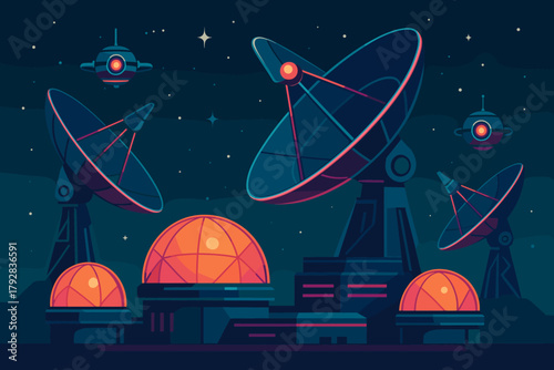 Numbers captions emojis no any technology letters space observatory lights futuristic vector