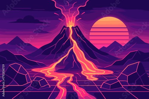 Bubbles synthwave negative volcanic icon punctuation chinese no dreamscape grid vector fusion