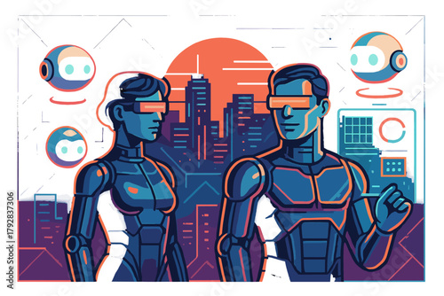 No aesthetics bubbles labels cybernetic advanced technology vector simple speech harmony balanced