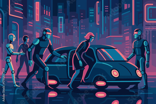 Captions no city icon vector neon cybernetic letters hover transit symmetry typography