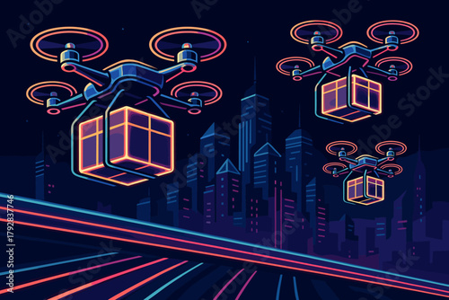Icon art surfaces vector flat speech neon drones advanced packages no cargo