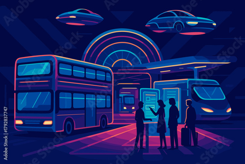 Colors transport hub icon punctuation art vector no isolated cyrillic neon arriving