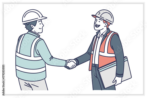Building and Construction Industry Illustration Set Workers, Tools, and Architecture Vectors