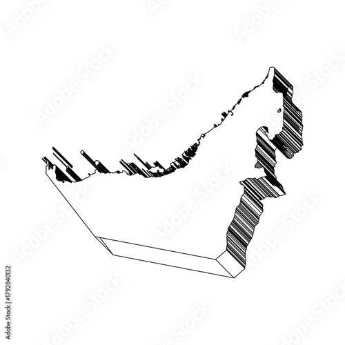 United Arab Emirates solid black outline border map of country area Simple flat vector illustration
